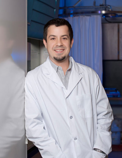 Medical professional portrait with background lighting in on location photo shoot