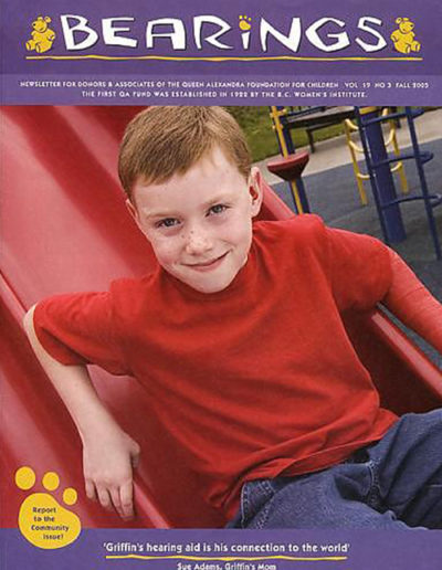 Portrait of child on park slide used for magazine cover